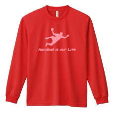画像1: Handball is our Life シュートシルエットデザイン 長袖ドライ ハンドボールTシャツ (1)