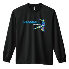 画像1: ポリゴンスタイルなシルエットの HANDBALL 長袖ドライ ハンドボールTシャツ (1)