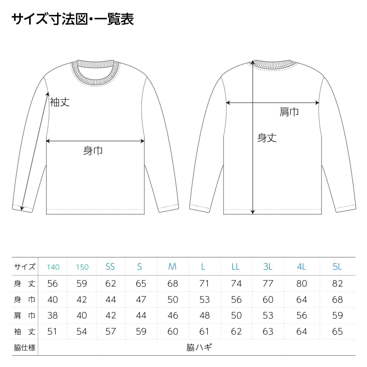 ロンT サイズ表