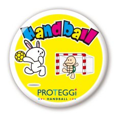 画像1: うさぎと亀のハンドボール対決 缶バッチ (1)