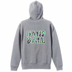 北欧ファブリック風フラワーな HANDBALL  パーカー ジップ 裏パイル 練習着 メイン写真