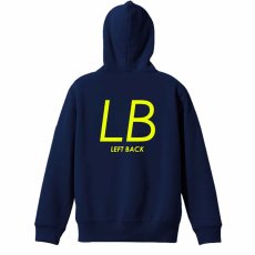 LB LEFT BACK シンプルポジションロゴ  パーカー ジップ 裏パイル 練習着 メイン写真