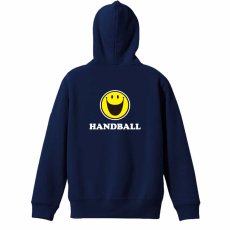 シンプルスマイリーフェイス HANDBALL  パーカー ジップ 裏パイル 練習着 メイン写真