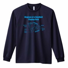 ハンドボールコート 立体図デザイン  ロンT 長袖Tシャツ 練習着 ドライ メイン写真