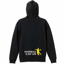 HANDBALL IS MY LIFE シルエット  パーカー ジップ 裏パイル 練習着 メイン写真
