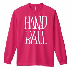 手描きの縦長 HANDBALL  ロンT 長袖Tシャツ 練習着 ドライ メイン写真