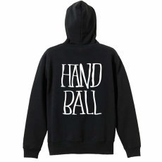 手描きの縦長 HANDBALL  パーカー ジップ 裏パイル 練習着 メイン写真