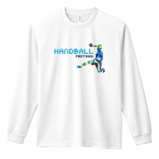 ポリゴンスタイルなシルエットの HANDBALL  ロンT 長袖Tシャツ 練習着 ドライ メイン写真
