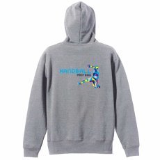 ポリゴンスタイルなシルエットの HANDBALL  パーカー ジップ 裏パイル 練習着 メイン写真