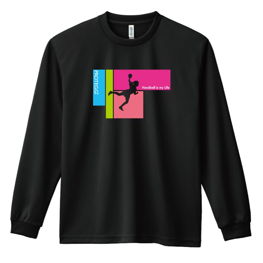 カラフルな Handball Is My Life 女性シルエットデザイン 長袖ドライ ハンドボールtシャツ プロテッジ ハンドボールtシャツ専門店
